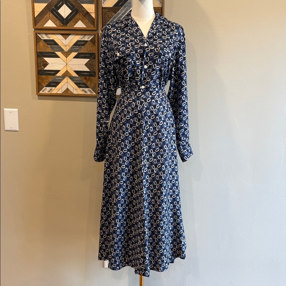 Vintage Ralph Lauren Chain-Link Print Skirt + Button Down Top size 4 / 8 *As-Is*
